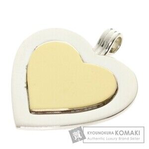 Tiffany Co Heart Motif Pendant Top Silver Yellow Gold